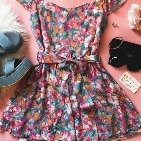 Women's Flirty Floral Summer Romper | Pink Multi - Picture 7 of 7